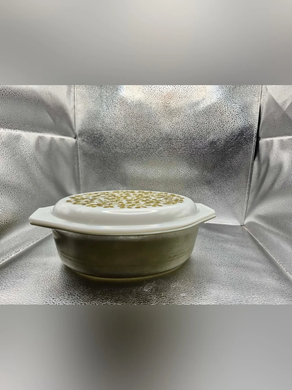 Vintage Pyrex Verde Olive Green 2 1/2 Qt Oval Casserole Dish With Lid 043